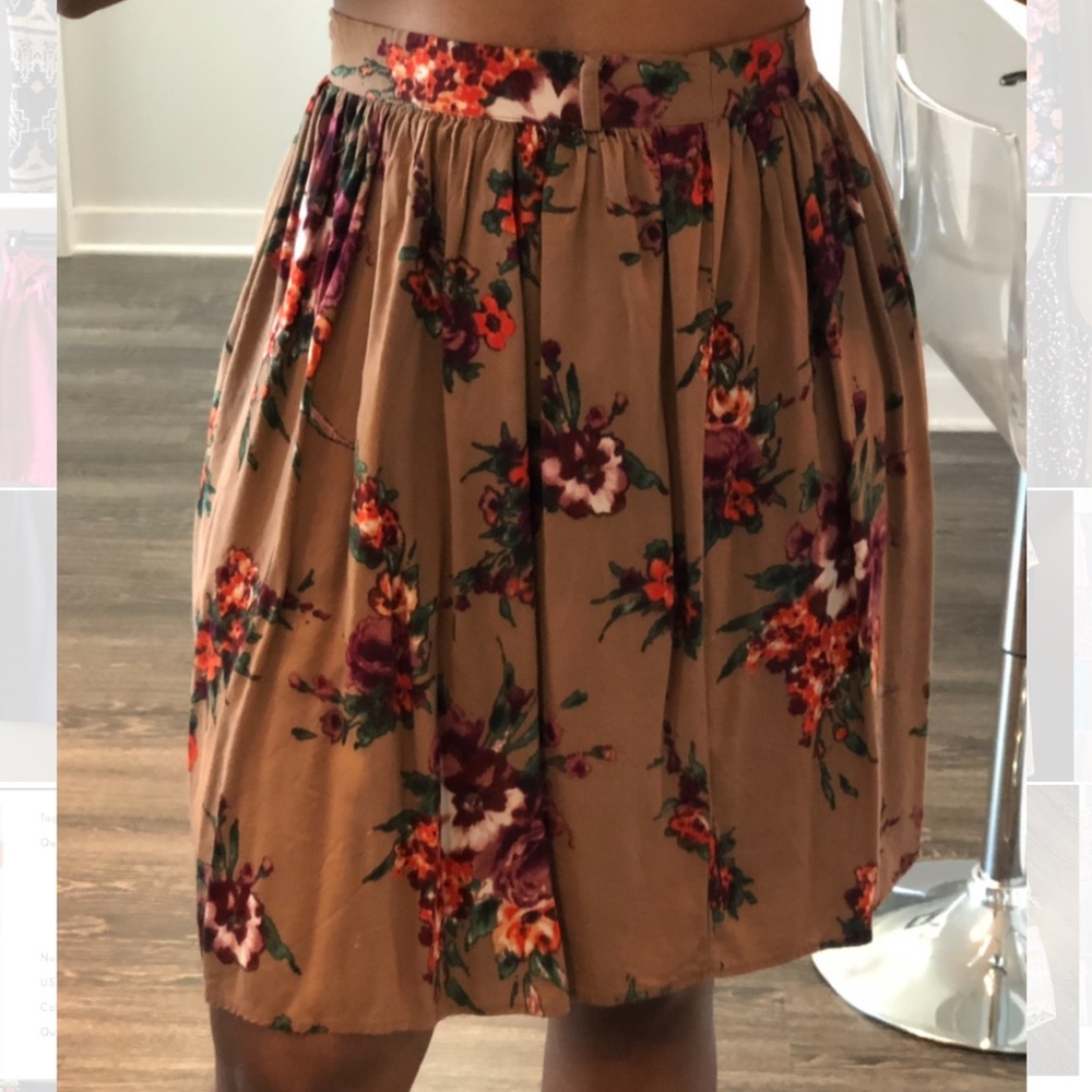 Brown floral skirt